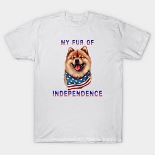 Chow Chow Funny USA Flag 4th of July Fur Of Independence T-Shirt